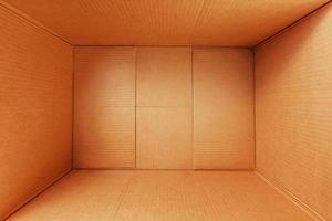 Open cardboard box isolated on white background. Top view. photo