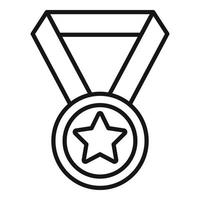 vector de contorno de icono de medalla de calidad. premio certificado