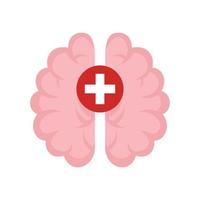 Brain medical care icon flat isolated vector