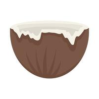 Half crack coconut icon flat isolated vector