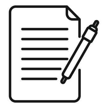 vector de contorno de icono de papel de escritura. mensaje de texto