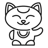 vector de contorno de icono de gato de la suerte de moneda. japón neko