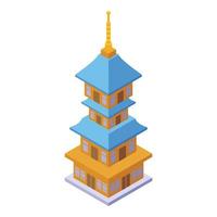vector isométrico del icono de la pagoda de la ciudad. edificio chino