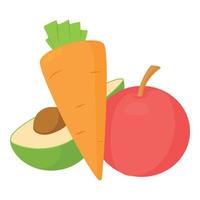 Vegetables and fruits icon, cartoon style vector