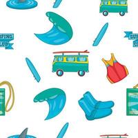 Surfing pattern, cartoon style vector