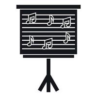 Whiteboard with music notes icon, simple style vector