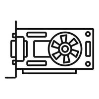 Video card chip icon outline vector. Computer gpu vector