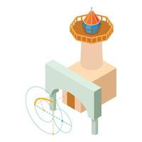 concepto de construcción icono vector isométrico. proyecto de arco y construcción de faro