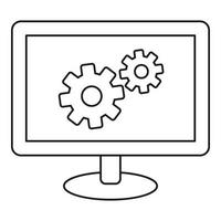 Monitor settings icon, outline style vector