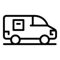 vector de contorno de icono de importación de autobús. camión de carga