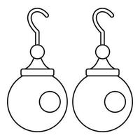 Earrings with pearls icon, outline style vector