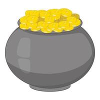 Pot of gold icon, cartoon style vector