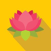 Pink lotus flower icon, flat style vector