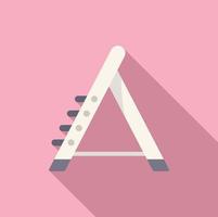 Portable ladder icon flat vector. Wood step vector