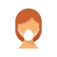 Nurse in medical mask icon flat isolated vector