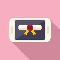 Smartphone online training icon flat vector. Web course vector