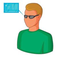 Man with future high tech smart glasses icon vector