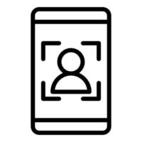 vector de contorno de icono de reportero de teléfono. noticiero