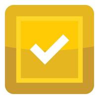 Yellow button icon, cartoon style vector