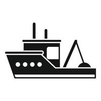 vector simple de icono de barco de pesca de captura. barco de mar