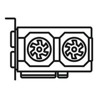 Video card display icon outline vector. Computer graphic vector