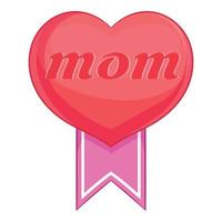 Mothers Day heart icon, cartoon style vector