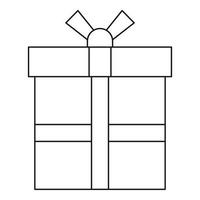 icono de caja de regalo, estilo de esquema vector