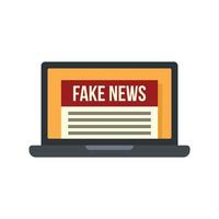 Laptop fake news icon flat isolated vector