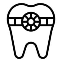 vector de contorno de icono de diente de piedra. dentista joya