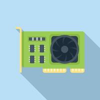 Gpu card cooler icon flat vector. Cpu chip vector