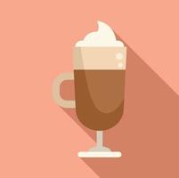 Pumpkin latte icon flat vector. Cup glass vector