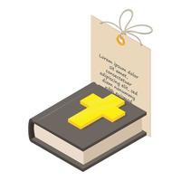 Wedding ceremony icon isometric vector. Bible with picture of cross on hardcover vector