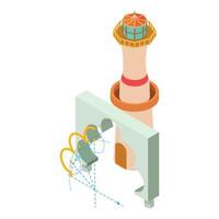 Construction icon isometric vector. Arch project and lighthouse building icon vector