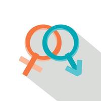 Male and female gender signs icon, flat style vector