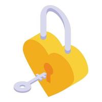 Love padlock icon isometric vector. Cupid arrow vector