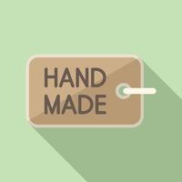 Hand made label icon flat vector. Cloth tag vector