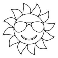 Sun icon, outline style vector