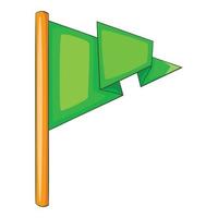 Green flag icon, cartoon style vector