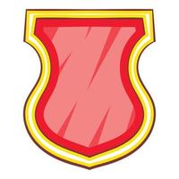 Red shield icon, cartoon style vector