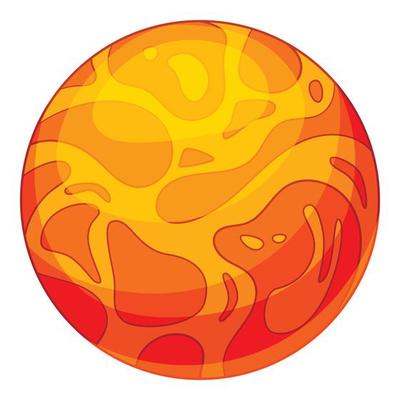 Orange planet icon, cartoon style