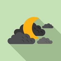 Moon sky icon flat vector. Cloud rain vector