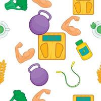 Healthy lifestyle pattern, cartoon style vector