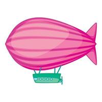 Flying airship icon, cartoon style vector