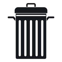 Metal trash can icon, simple style vector