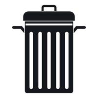 Metal trash can icon, simple style vector