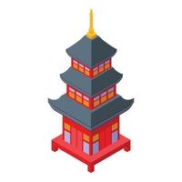 vector isométrico del icono del palacio pagoda. edificio asiático