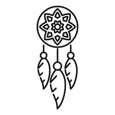 Native dream catcher icon outline vector. Aztec feather 15205213