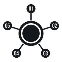 Circle chart with numbers icon, simple style vector