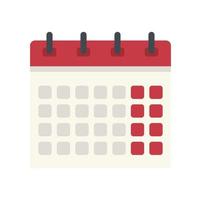 icono de calendario de oficina vector aislado plano