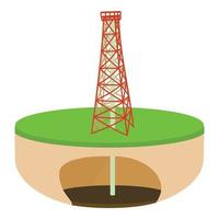 Oil derrick icon, cartoon style vector